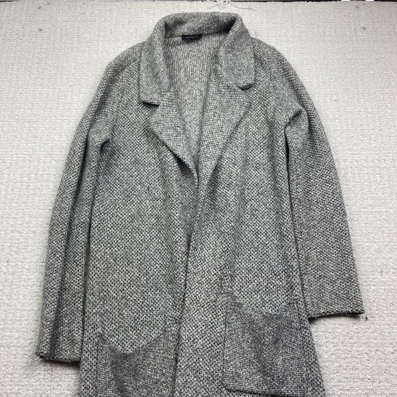 Dynamite Gray Open Front Knit Cardigan Sweater Coat Sz S Longline Duster Modern - Picture 2 of 10